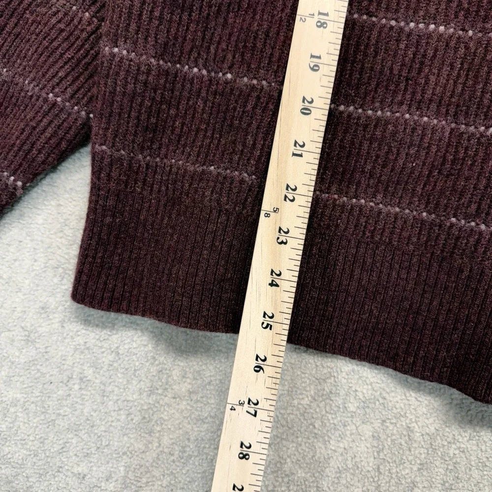 Banana Republic Mens Wool Blend Sweater Burgundy Stripe‎ Crew Neck Large